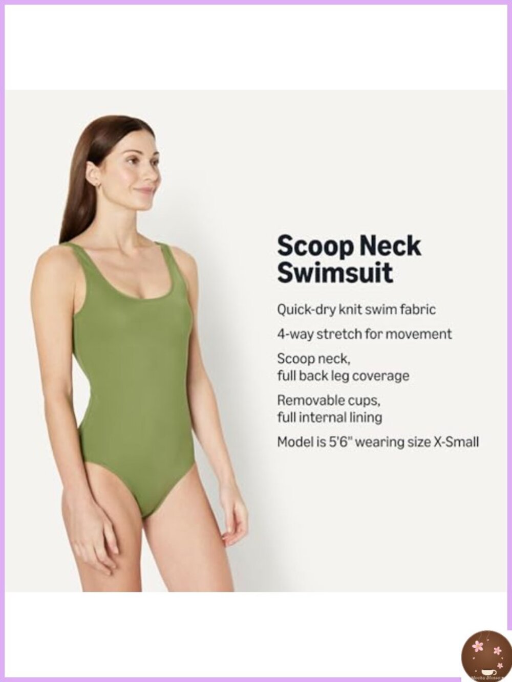 Women's One-Piece Scoop Neck Coverage Swimsuit - Picture 3 of 5